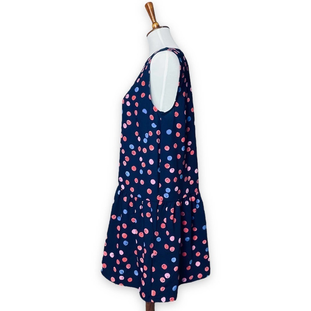 🍀Cynthia Rowley Womens Blue Cherry Print Round Neck Shift Dress 10 - Picture 3 of 12